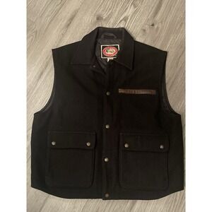The Australian Outback Collection Black Wool Button Down Vest Size Large
